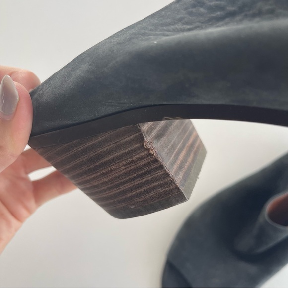 Lucky Brand Peeptoe Stacked Heel Mules Steel Blue Women’s Size 8.5 - Picture 3 of 10